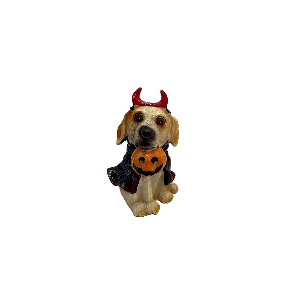 Dog Figurine Golden Retriever With Halloween Costume Vintage Decor 4" Resin